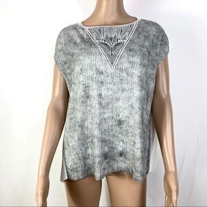 Zara Women’s Top blouse white Gray Sz M